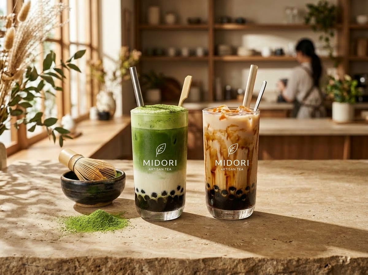 Artisan Matcha Latte & Brown Sugar Boba by MIDORI